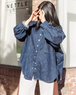 Nettle Studios Soft Volume Long Sleeve Top - Denim