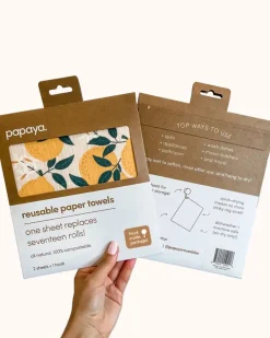 Papaya Reusables Reusable Paper Towel/Swedish Dish Cloth Set Squeeze The Day Hot