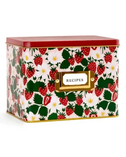 Paper Farm Press Strawberry Patch Tin Recipe Box New