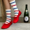 Le Bon Shoppe Striped Boyfriend Socks - Red Blue Stripe Sale