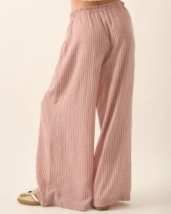 Promesa Stroll Goals Striped Wide-Leg Drawstring Pants Outlet