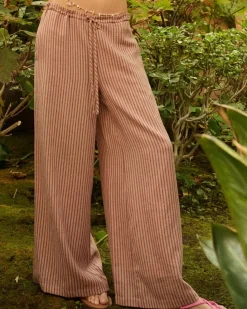 Promesa Stroll Goals Striped Wide-Leg Drawstring Pants Outlet