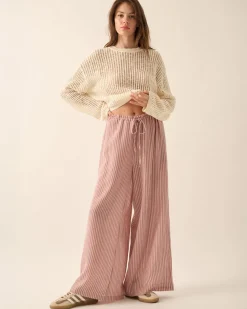 Promesa Stroll Goals Striped Wide-Leg Drawstring Pants Outlet