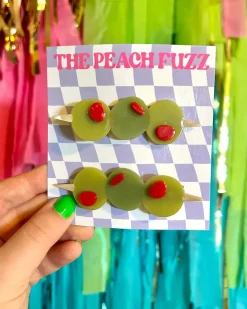 The Peach Fuzz Stuffed Olive Hair Clip Set Best
