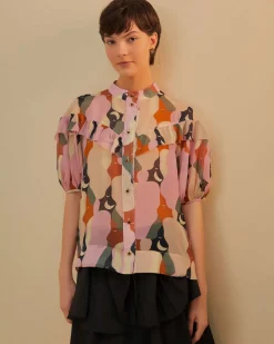 Farm Rio The Kiss Multicolor Short Sleeve Blouse Discount