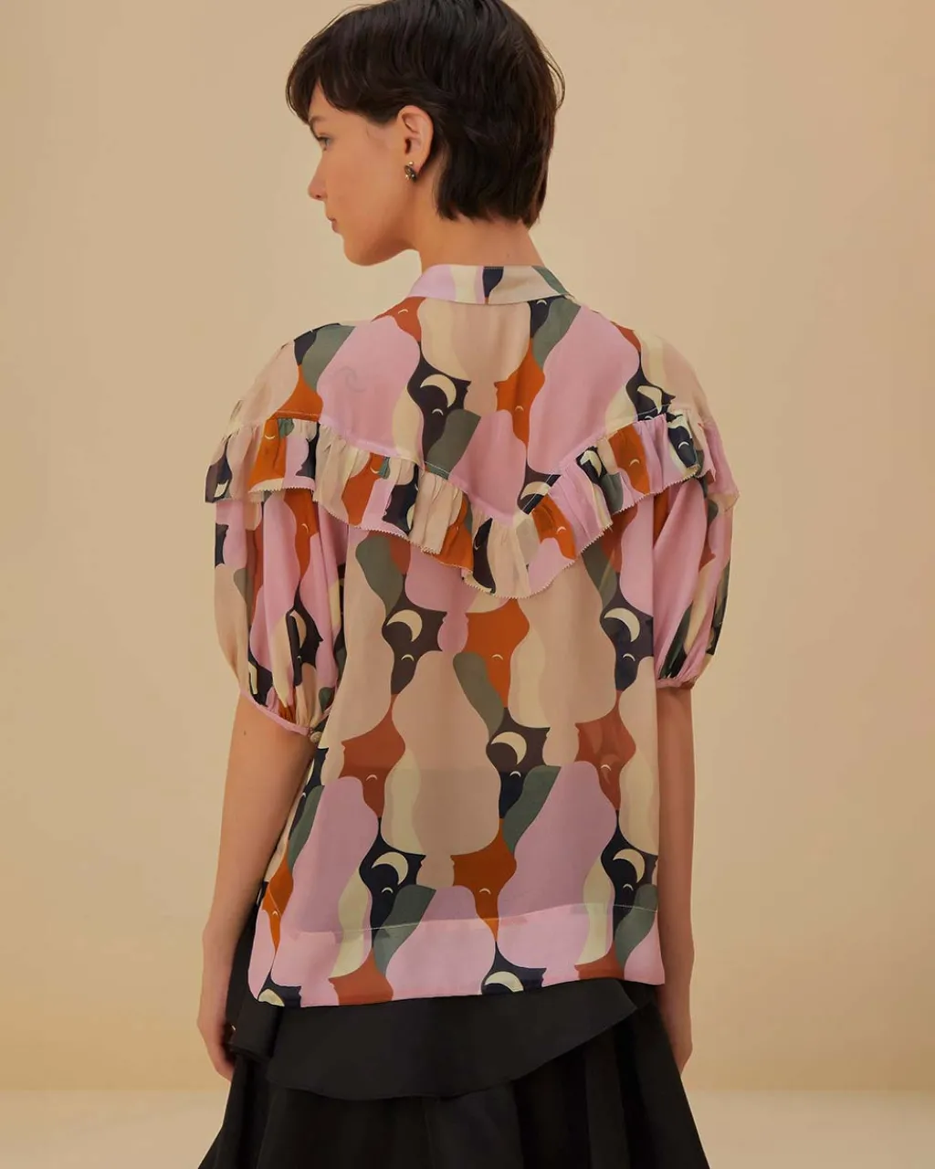 Farm Rio The Kiss Multicolor Short Sleeve Blouse Discount