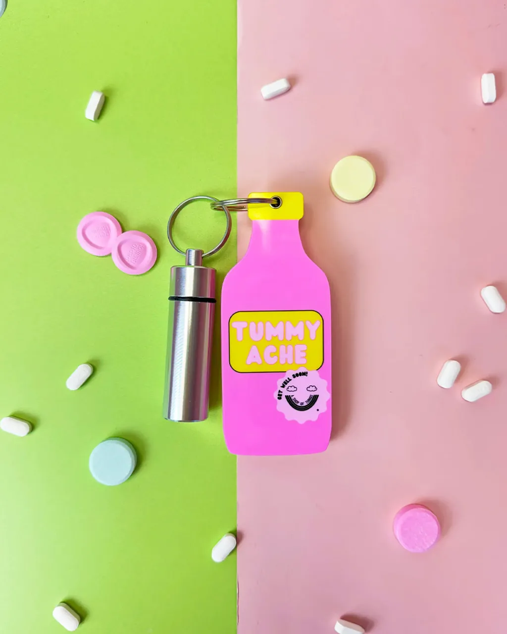 A Shop of Things Tummy Hurts Mirror + Pill Case Keychain Outlet