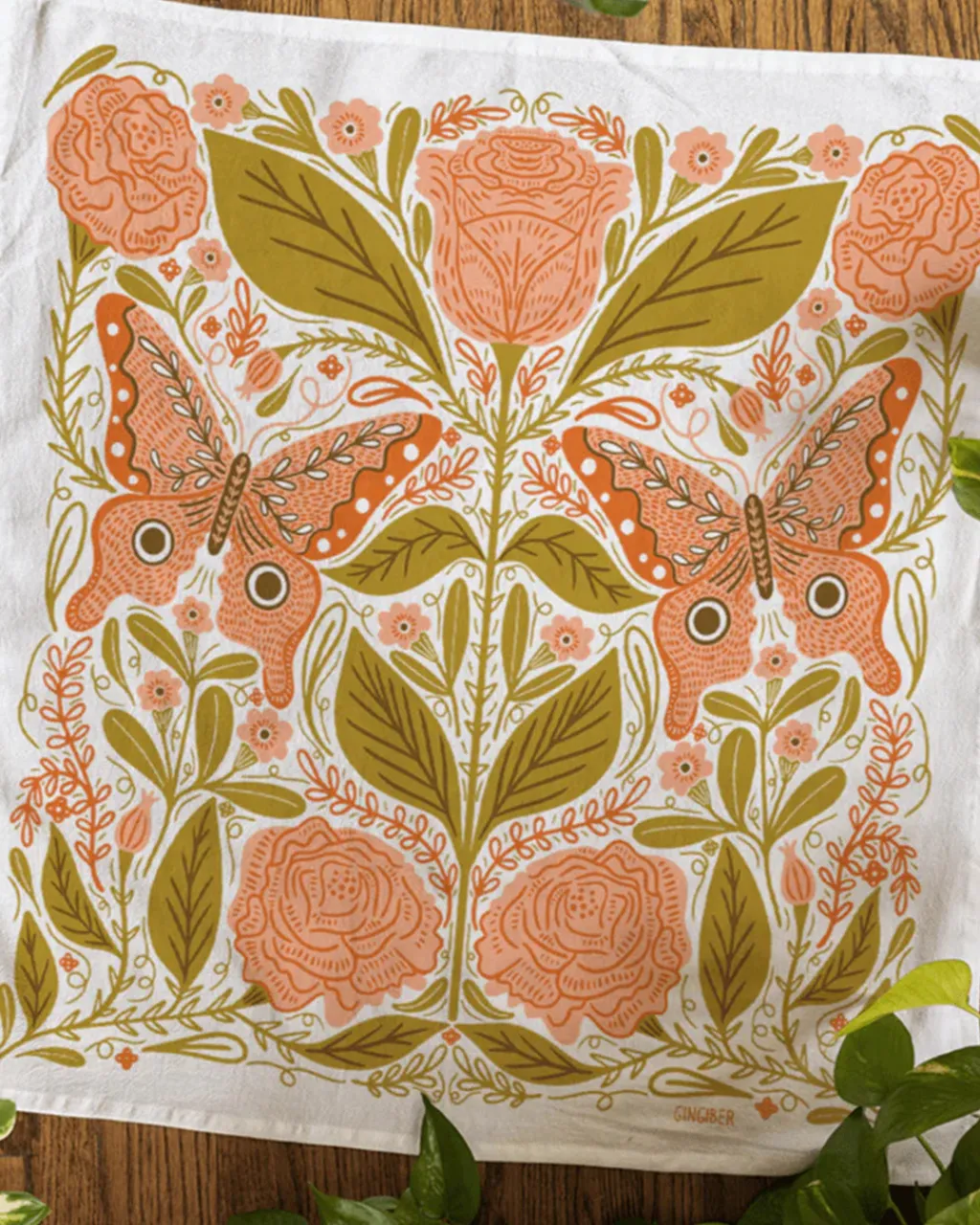 Gingiber Tea Towel Vintage Butterfly New