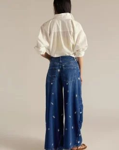 Free People We The Free Westward Embroidered Jeans - Under The Sea Clearance