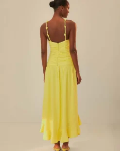 Farm Rio Yellow Cross Over Maxi Dress Discount