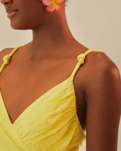 Farm Rio Yellow Cross Over Maxi Dress Discount